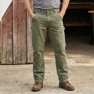 Blue Mountain Men’s Canvas Carpenter Pants 38x30 Olive Green Workwear